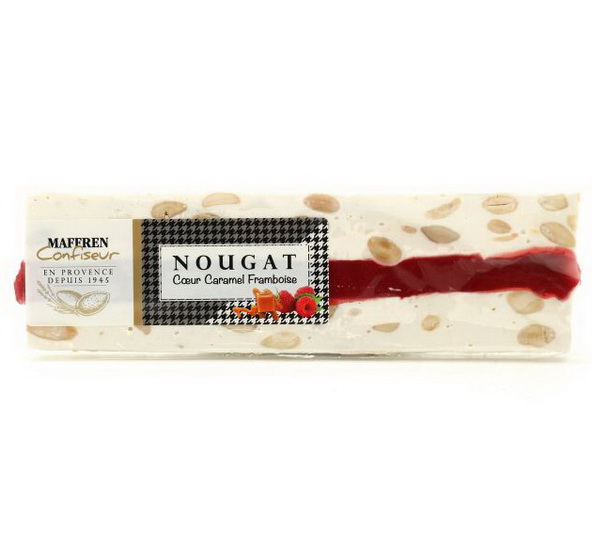 Barre nougat cœur caramel tendre et framboise 100g