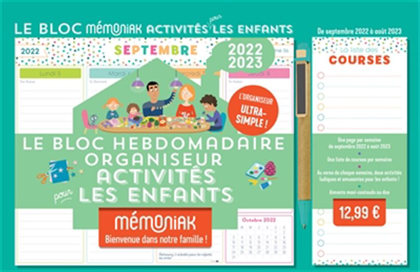 Le Bloc hebdomadaire organiseur : activités pour les enfants : 2022-2023 - YANN CAUDAL - NICOLE MASSON