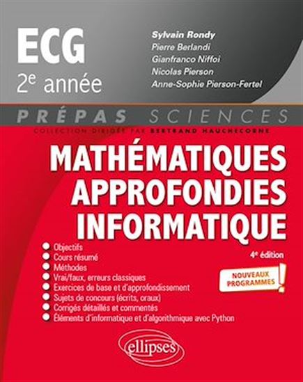 Mathématiques approfondies - Informatique - prépas ECG 2e année - Programme 2022 - PIERRE BERLANDI - GIANFRANCO NIFFOI - PI