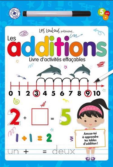 Les Additions : livres d&#39;activités effaçables - LYDIA MASSON