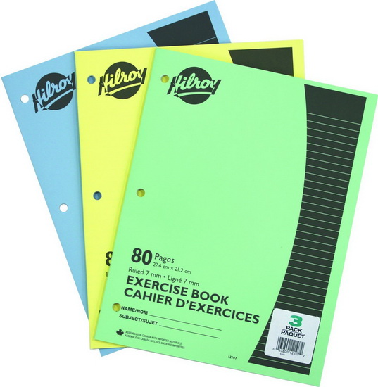 Cahier d&#39;exercices ligné 3 trous 80p pqt 3