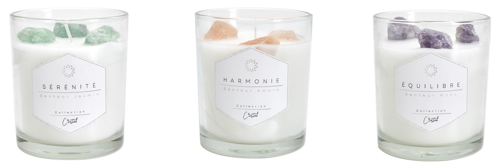 Bougie parfumée avec pierres 3AS