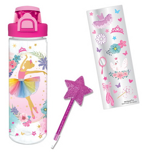 Ens. Bouteille, crayon et autocollants Ballerine