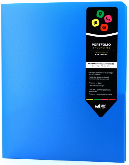 Portfolio 2 pochettes bleu