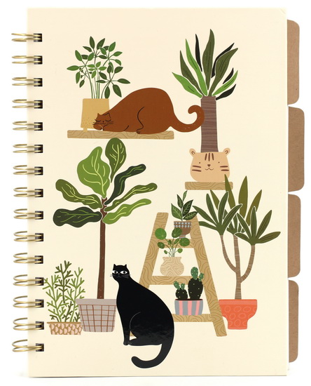 Cahier spirale ligné Chats et plantes 5 sujets