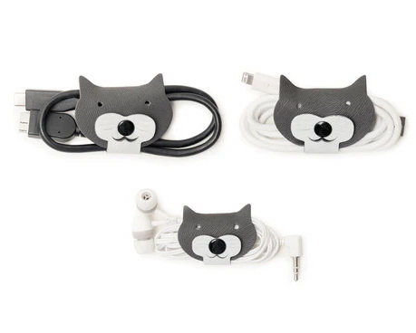 Ens. de 3 attaches câbles Chat