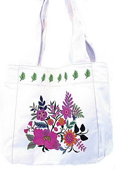 Sac pochette intérieure Fleurs et broderies