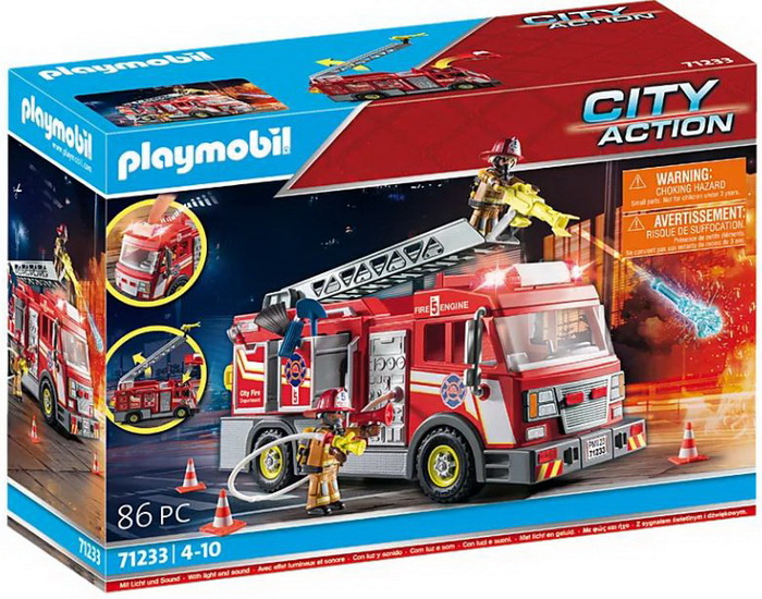 PLAYMOBIL - Camion des pompiers - Voiture et figurine - JEUX, JOUETS -   - Livres + cadeaux + jeux