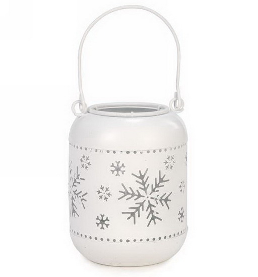 Lanterne flocon blanc avec verre