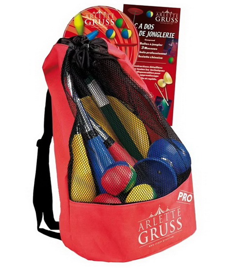Sac à dos avec 4 accessoires de jonglerie professionnels