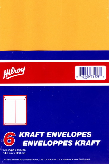 Env. #2 kraft 5 7/8x9" (pqt 6)