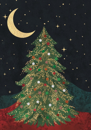 Sapin de Noël sous la lune