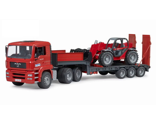 MAN TGA remorques surbaissées avec Manitou MT633