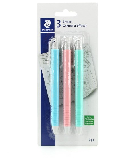 Ens. 3 crayons efface Pastel