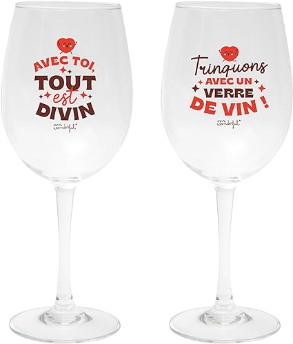 Ens. de 2 verres à vin - Avec toi tout est divin