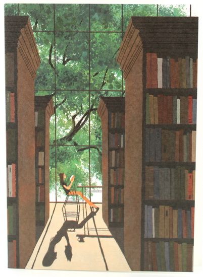 Femme à la bibliothèque