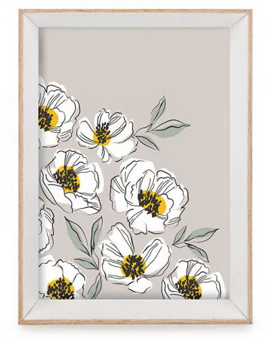 Cadre photo fleurs sur gris 5x7