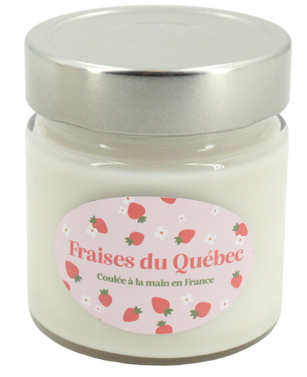 Bougie cire végétale 180g Fraise du Québec