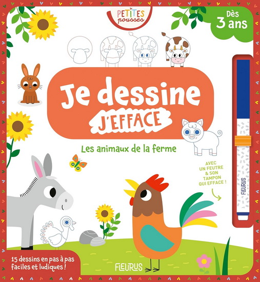 Je dessine, j&#39;efface : les animaux de la ferme : dès 3 ans - ISABELLE JACQUÉ