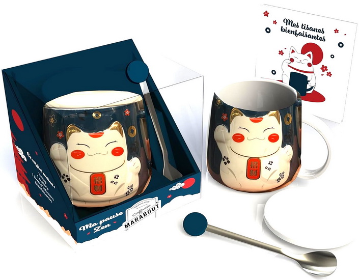 Mug maneki-neko : les pouvoirs du chat Cof. - COLLECTIF