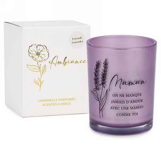 Chandelle parfumée verre mauve - maman
