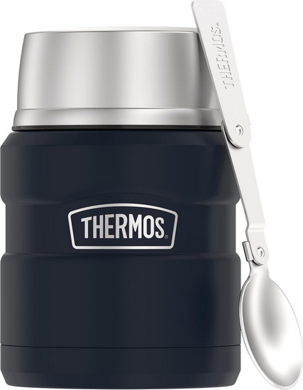 Contenant Thermos bleu nuit mat avec cuillère 470 ml