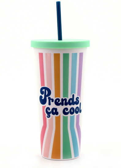 Gobelet avec paille - Prends ça cool 650 ml