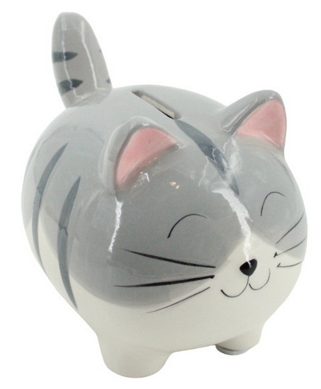 Tirelire chat gris