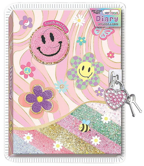 Journal intime smiley et fleurs avec cadenas