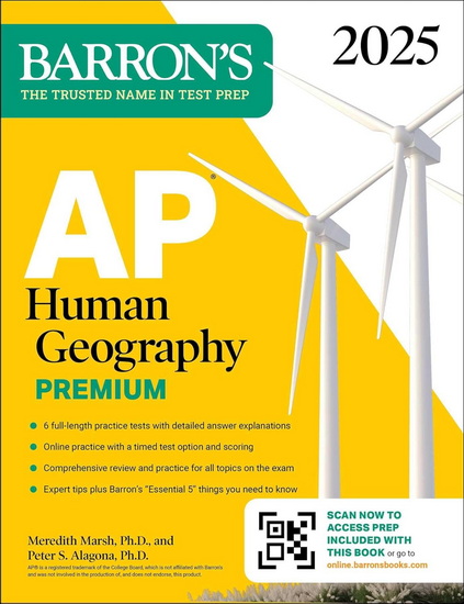 AP Human Geography Premium 2025: 6 Practice Tests + Comprehensive Review + Onlin - MEREDITH MARSH