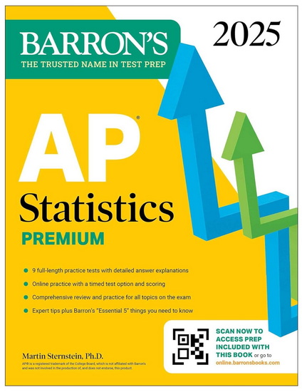 AP Statistics Premium, 2025: 9 Practice Tests + Comprehensive Review + Online Pr - MARTIN STERNSTEIN