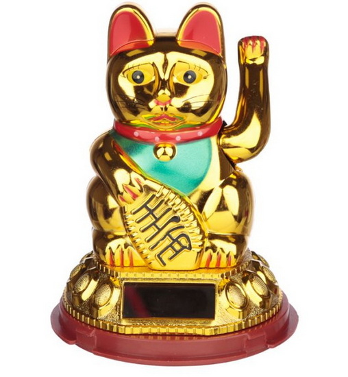 Figurine solaire chat Maneki porte bonheur