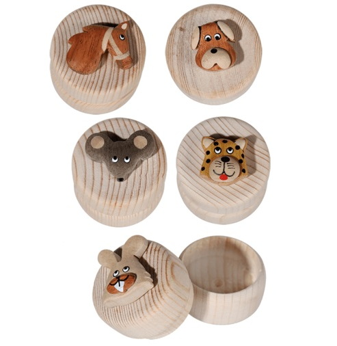 Boîte à dents en bois animaux 5AS