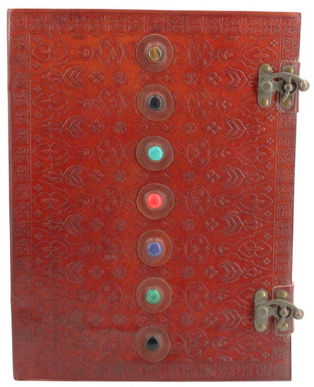 Journal blanc cuir embossé 7 pierres