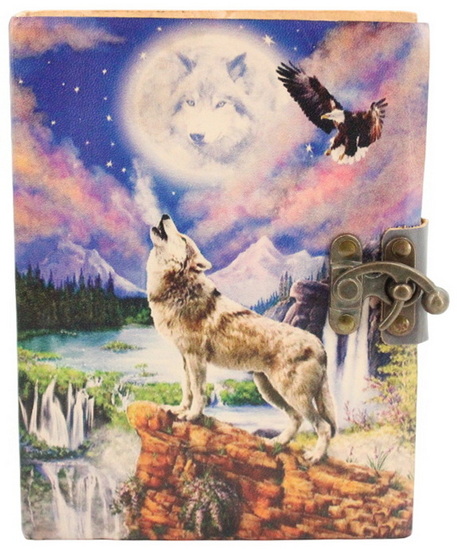 Journal blanc cuir loup