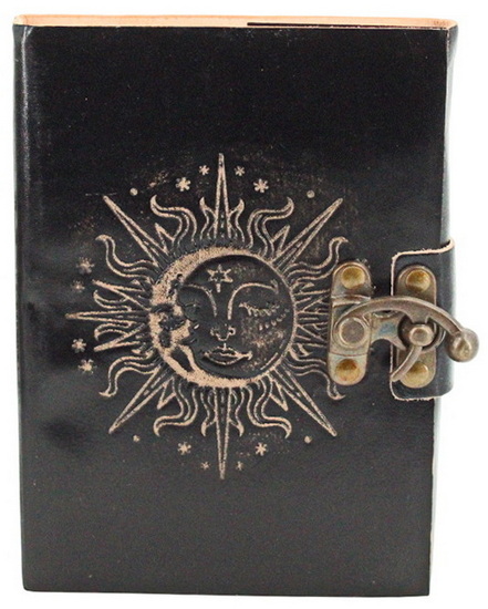 Journal ligné cuir embossé soleil et lune