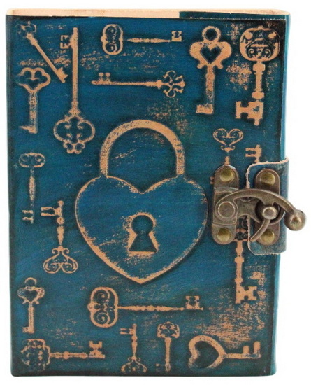 Journal ligné cuir embossé cœur cadenas
