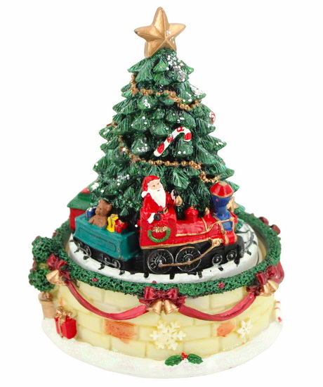 Sapin de Noël tournant musical avec train