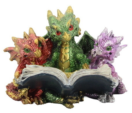 Figurine 3 dragons et livre