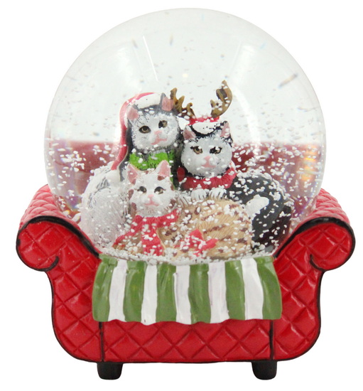 Boule à neige chats sur divan 100mm