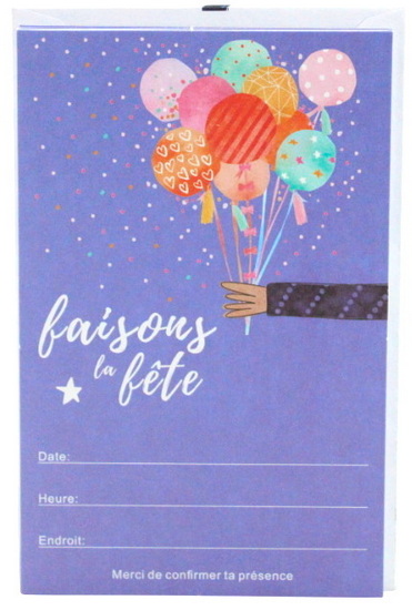 Cartes d&#39;invitation Ballons (8)