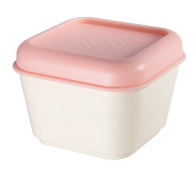 Contenant carré hermétique beige et rose