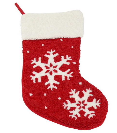 Bas de Noël rouge à flocons