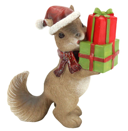 Figurine écureuil avec cadeaux