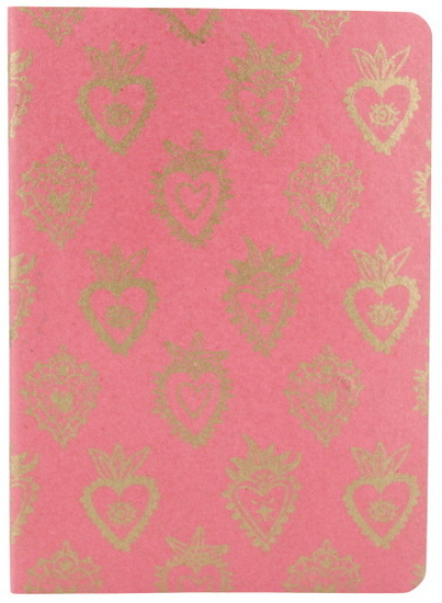 Grand cahier ligné cœurs dorés fond rose 60p