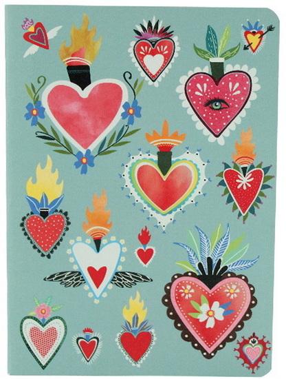 Grand cahier ligné cœurs décorés 60p