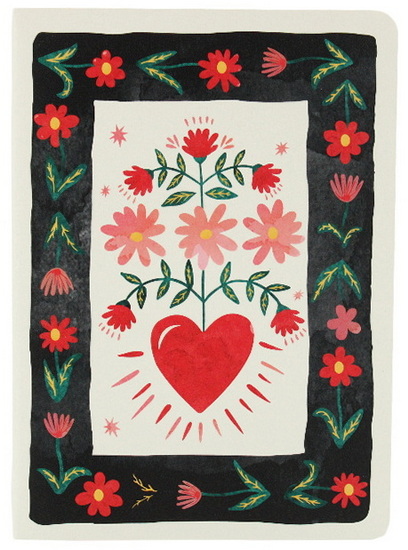 Grand cahier ligné fleurs et coeurs 60p