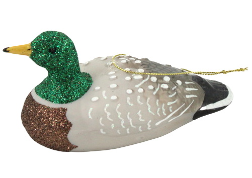 Ornement canard en verre