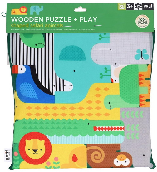 Wooden Puzzle + Play: Shaped Safari Animals - COLLECTIF