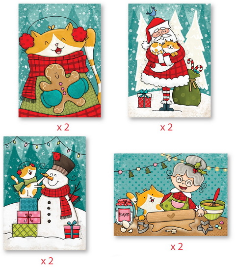 Boite de 8 cartes Boris: Chats